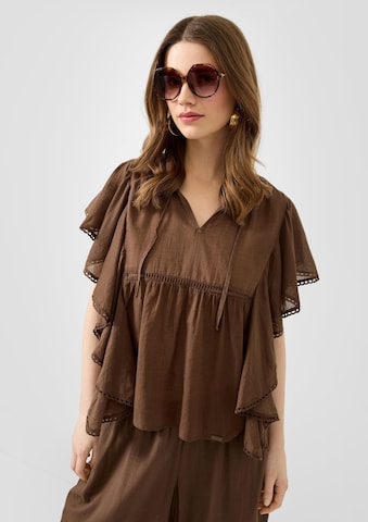 QS Blouse in Bruin: voorkant
