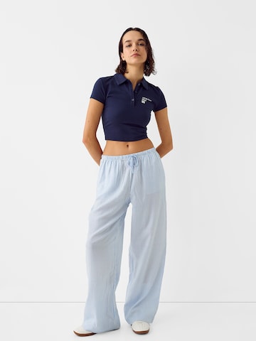 Bershka Zvonové kalhoty Kalhoty – modrá