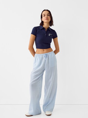 Bershka Wide leg Broek in Blauw