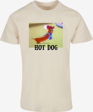 ABSOLUTE CULT T-Shirt 'Tom and Jerry - Hot Dog' in Beige: predná strana