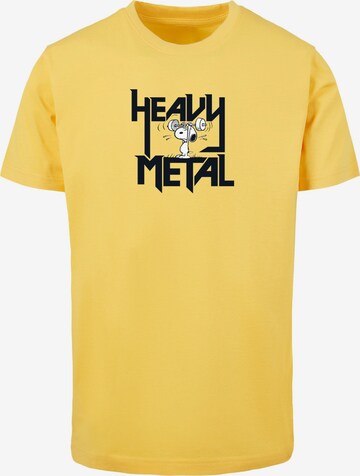 Merchcode Shirt 'Peanuts - Heavy Metal' in Yellow: front