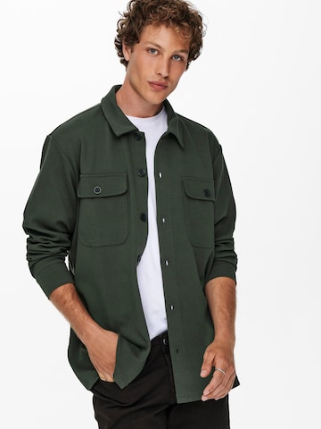 Only & Sons Comfort fit Button Up Shirt 'NEW KODYL' in Green