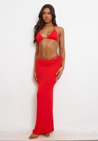 Moda Minx Maxirock 'Scrunch Long' in Rot: Vorderseite