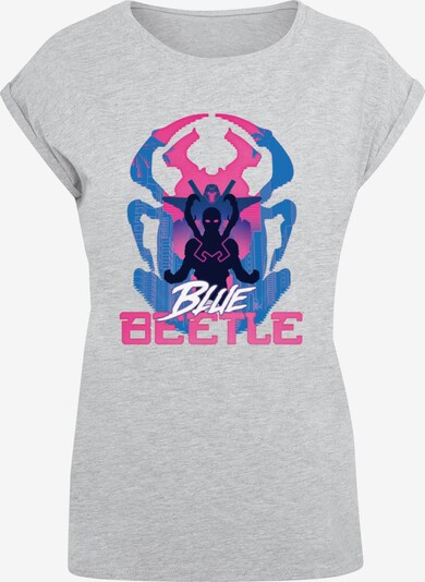 ABSOLUTE CULT T-shirt 'Blue Beetle - Posing' en bleu / marine / gris chiné / blanc, Vue avec produit