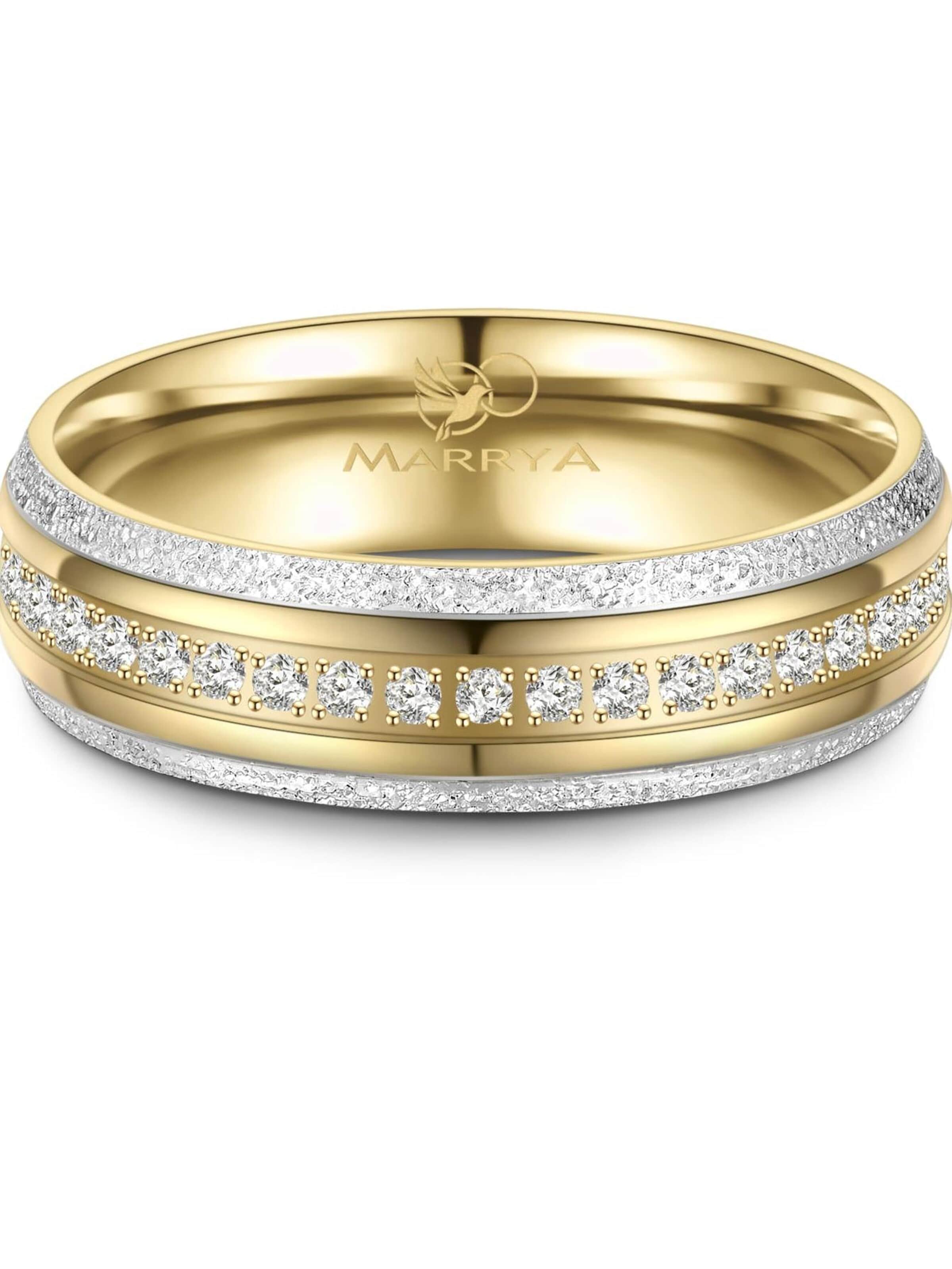 MARRYA Ring 'MARRYA ES-36 Ehering aus Edelstahl - Gold plattiert' i guld