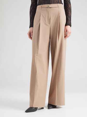 HUGO Свободный крой Плиссированные брюки 'Hawelsa' в Бежевый: спереди