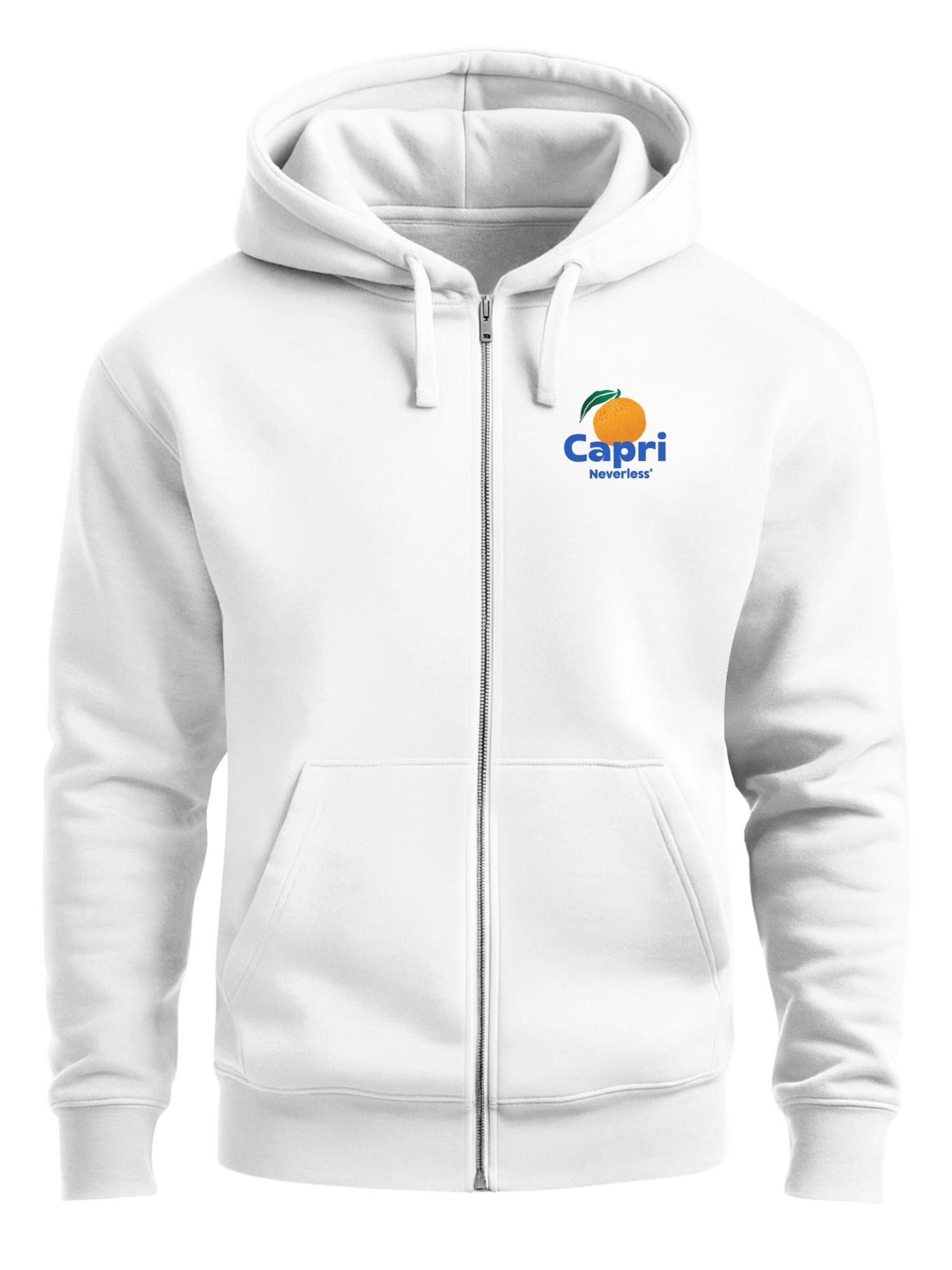 Neverless Zip-Up Hoodie 'Capri Orange' in White: front
