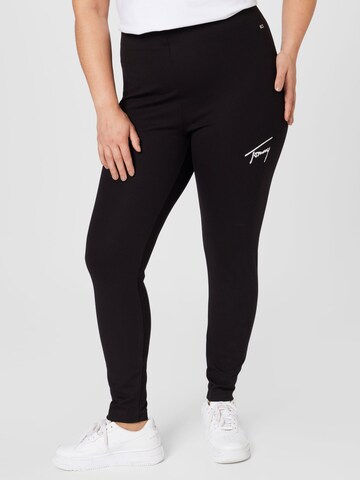 Tommy Jeans Curve Skinny Leggings in Black: front