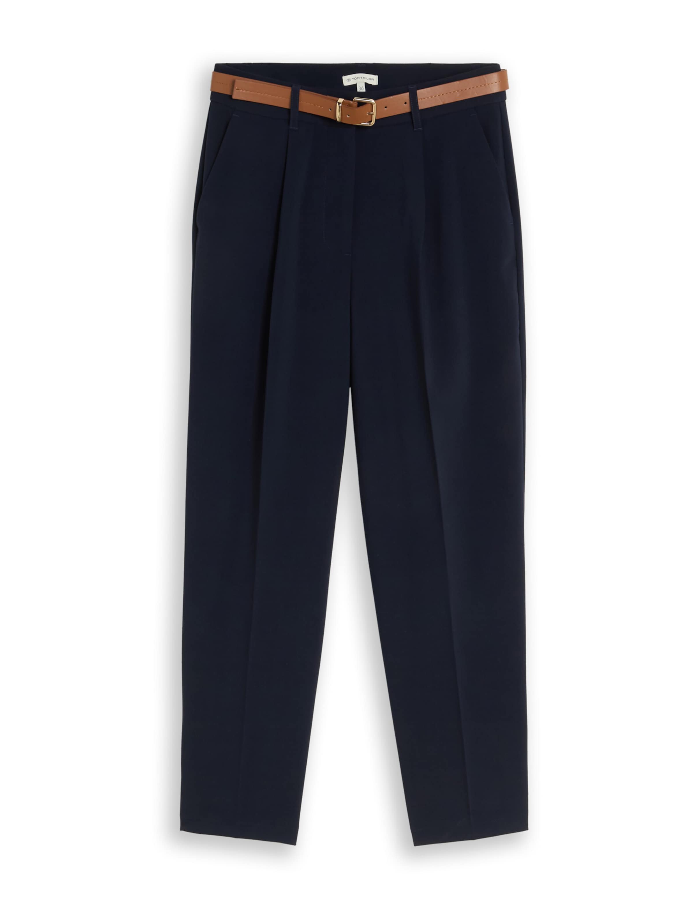 TOM TAILOR Loose fit Pleat-Front Pants in Blue: front