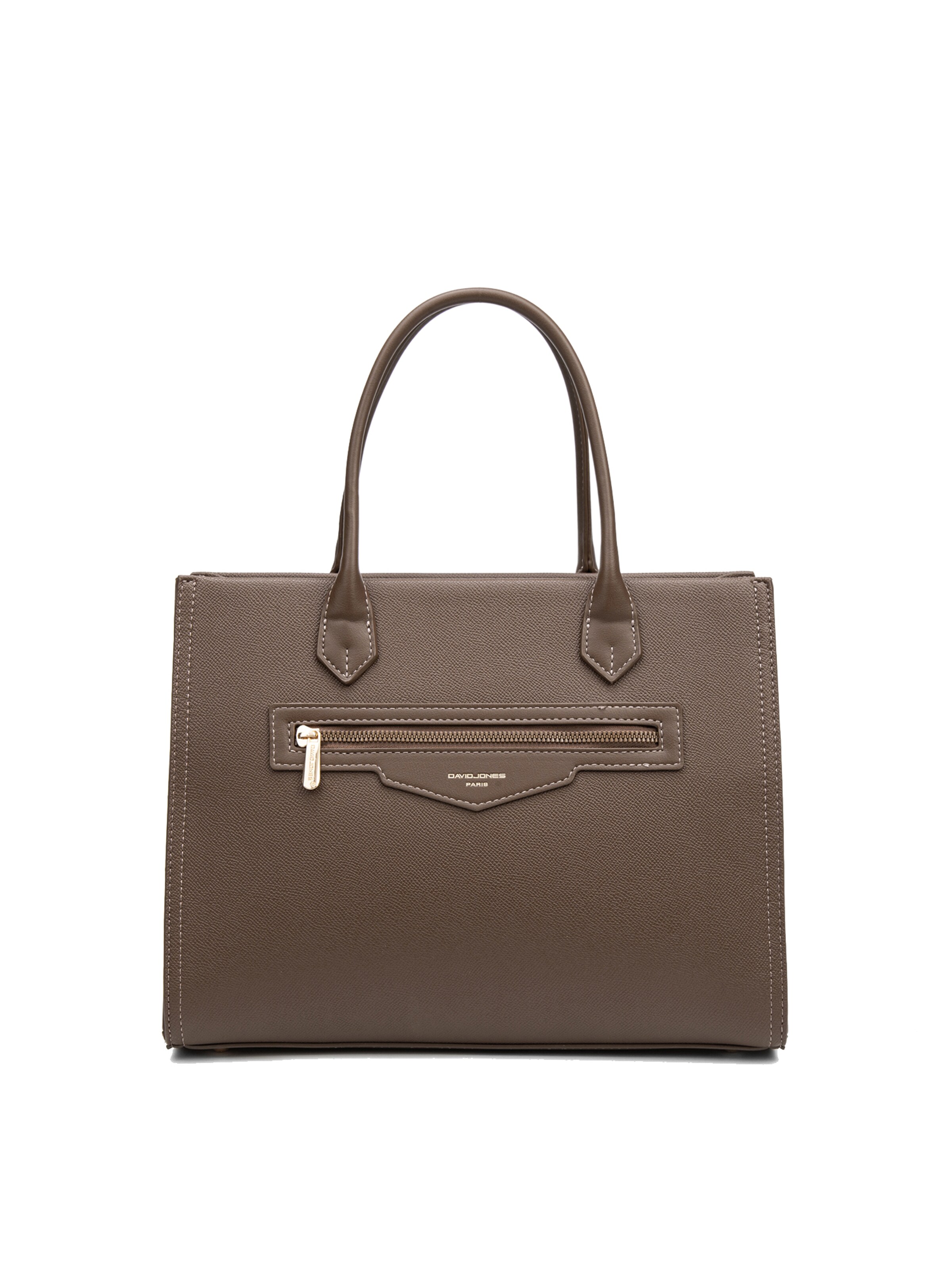 Borsa a mano 'Borsa a Mano Donna Vegan Leather con Zip e Tracolla Rimovibile - David Jones' di David Jones in marrone: frontale