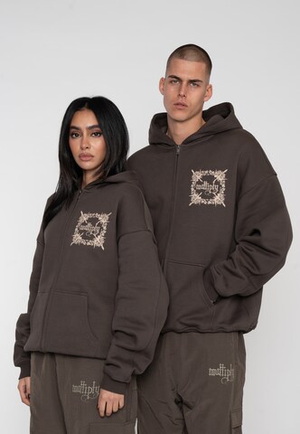 Multiply Apparel Zip-Up Hoodie 'Regalia' in Brown