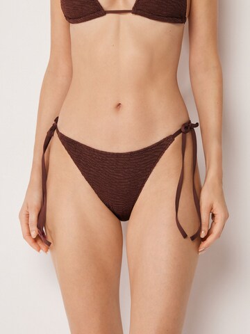 CALZEDONIA Bikini Bottoms 'Crinkle Waves' in Brown: front