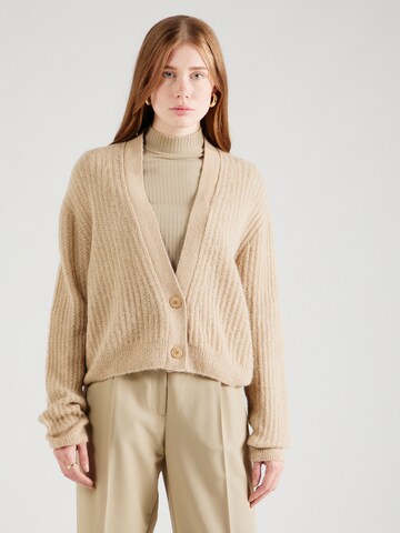 DRYKORN Knit Cardigan 'COOPIE' in Brown: front