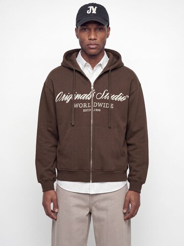 Giacca di felpa di JACK & JONES in marrone: frontale