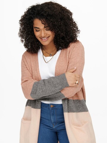 ONLY Carmakoma Knit Cardigan 'Stone' in Pink