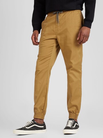 Volcom - Tapered Pantalón 'FRICKIN' en marrón: frente