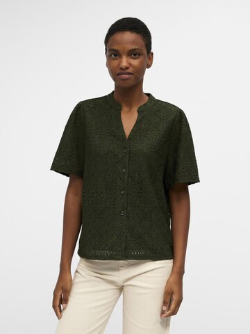 OBJECT Blouse 'Broderie Anglaise' in Groen: voorkant