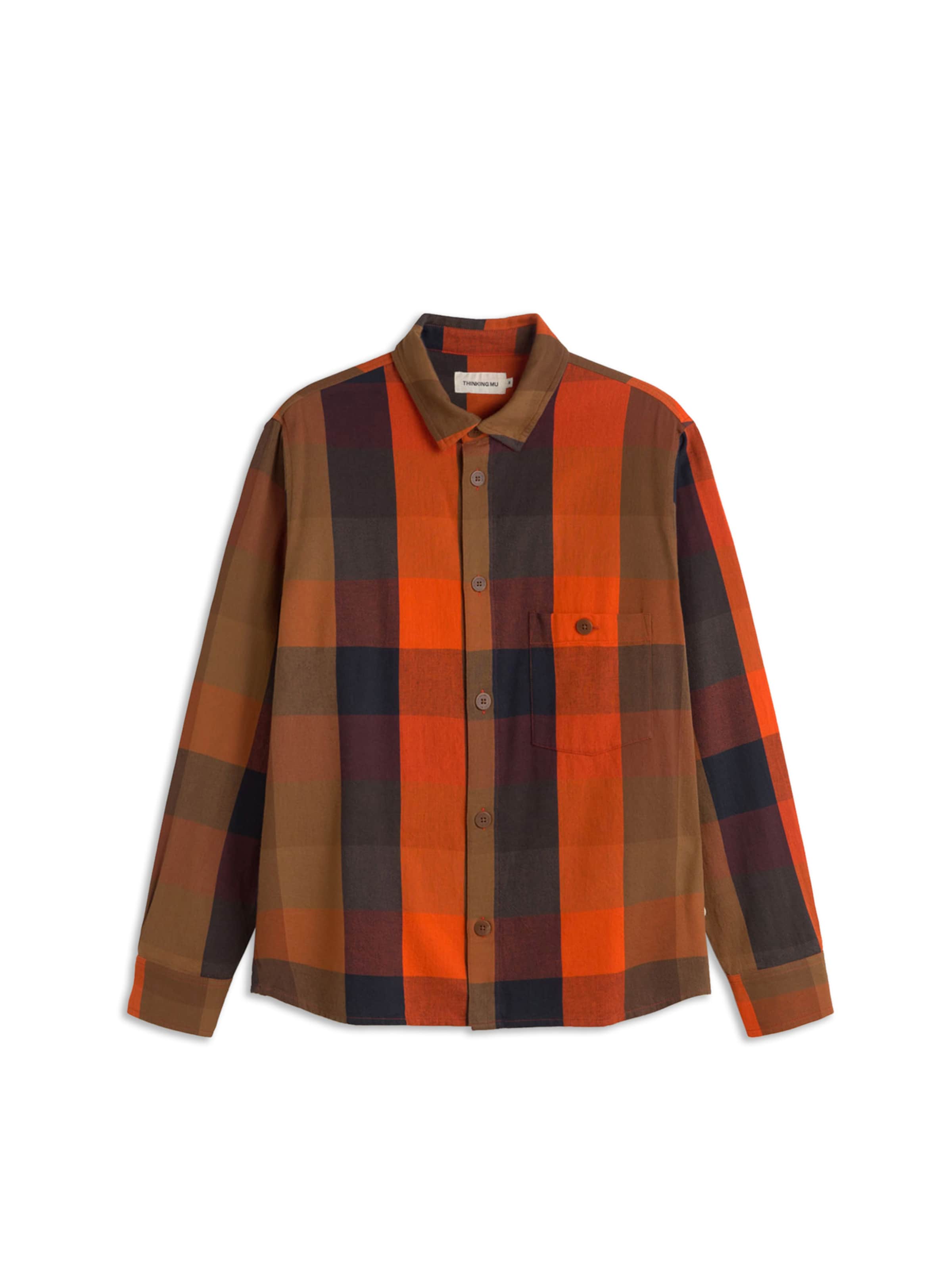Thinking MU Camisa 'Theo' en marrón / verde oscuro / naranja, Vista del producto