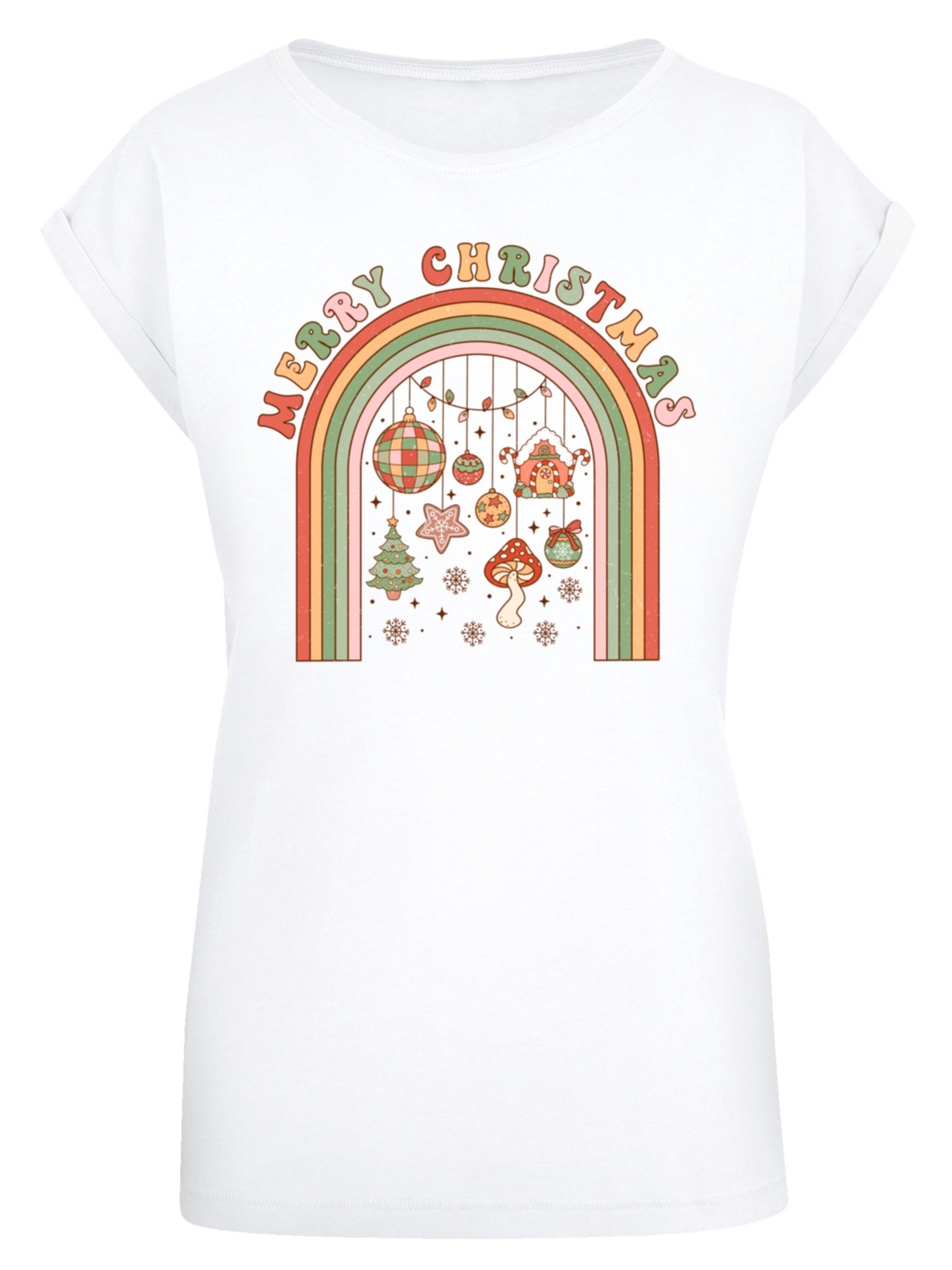 F4NT4STIC Shirt 'Merry Christmas Cozy Vibes' in Wit: voorkant