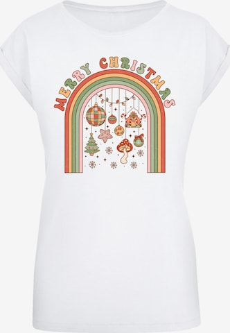 F4NT4STIC Shirt 'Merry Christmas Cozy Vibes' in Wit: voorkant