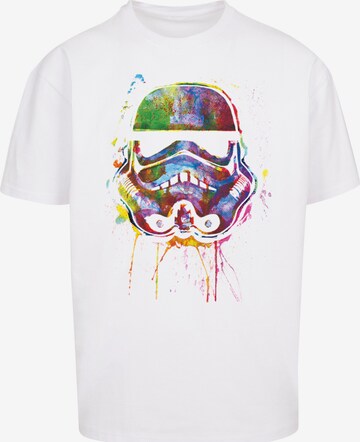 F4NT4STIC Shirt 'Star Wars Stormtrooper Paint Splats Helm Bunt' in Wit: voorkant