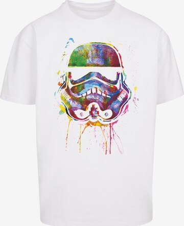 F4NT4STIC T-Shirt 'Star Wars Stormtrooper Paint Splats Helm Bunt' in Weiß: predná strana