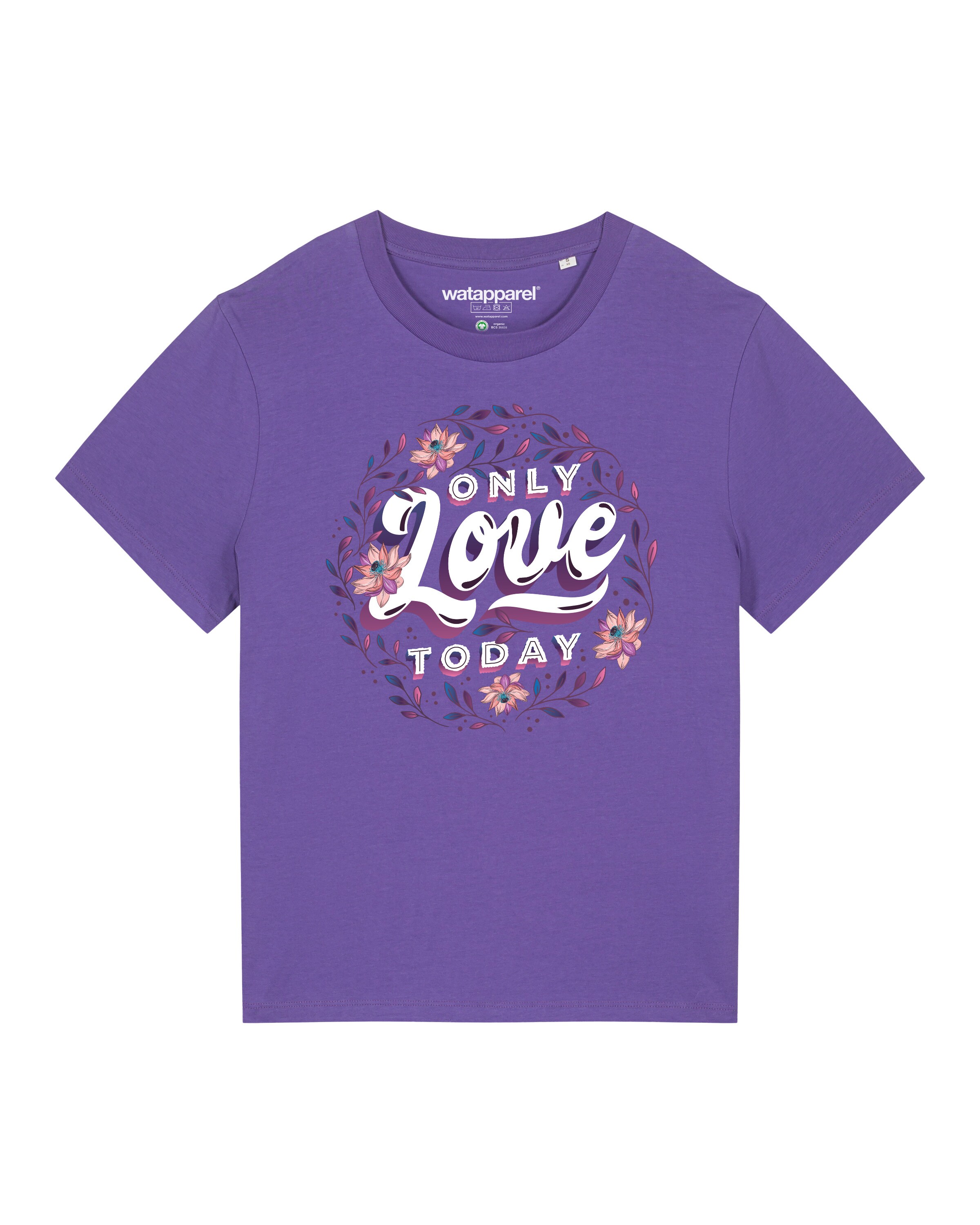 Maglietta 'Only love today' di Watapparel in lilla: frontale