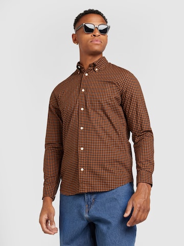JACK & JONES Regular fit Overhemd 'JPRBLUBROOK' in Bruin: voorkant