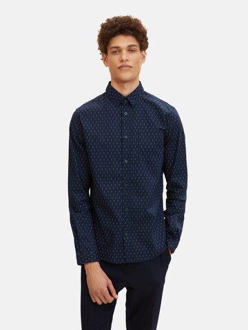 Coupe slim Chemise TOM TAILOR en bleu : devant