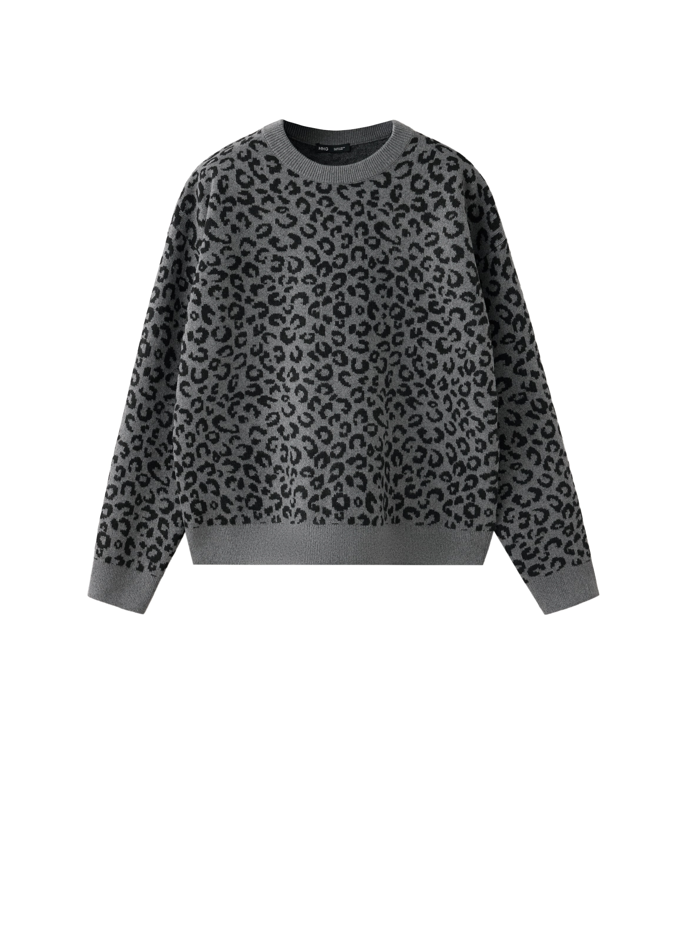 MANGO Sweater 'LEOPARD' in Grey: front