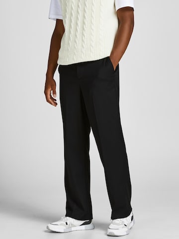 JACK & JONES Regular Trousers with creases 'Bill Theo' in Black: front