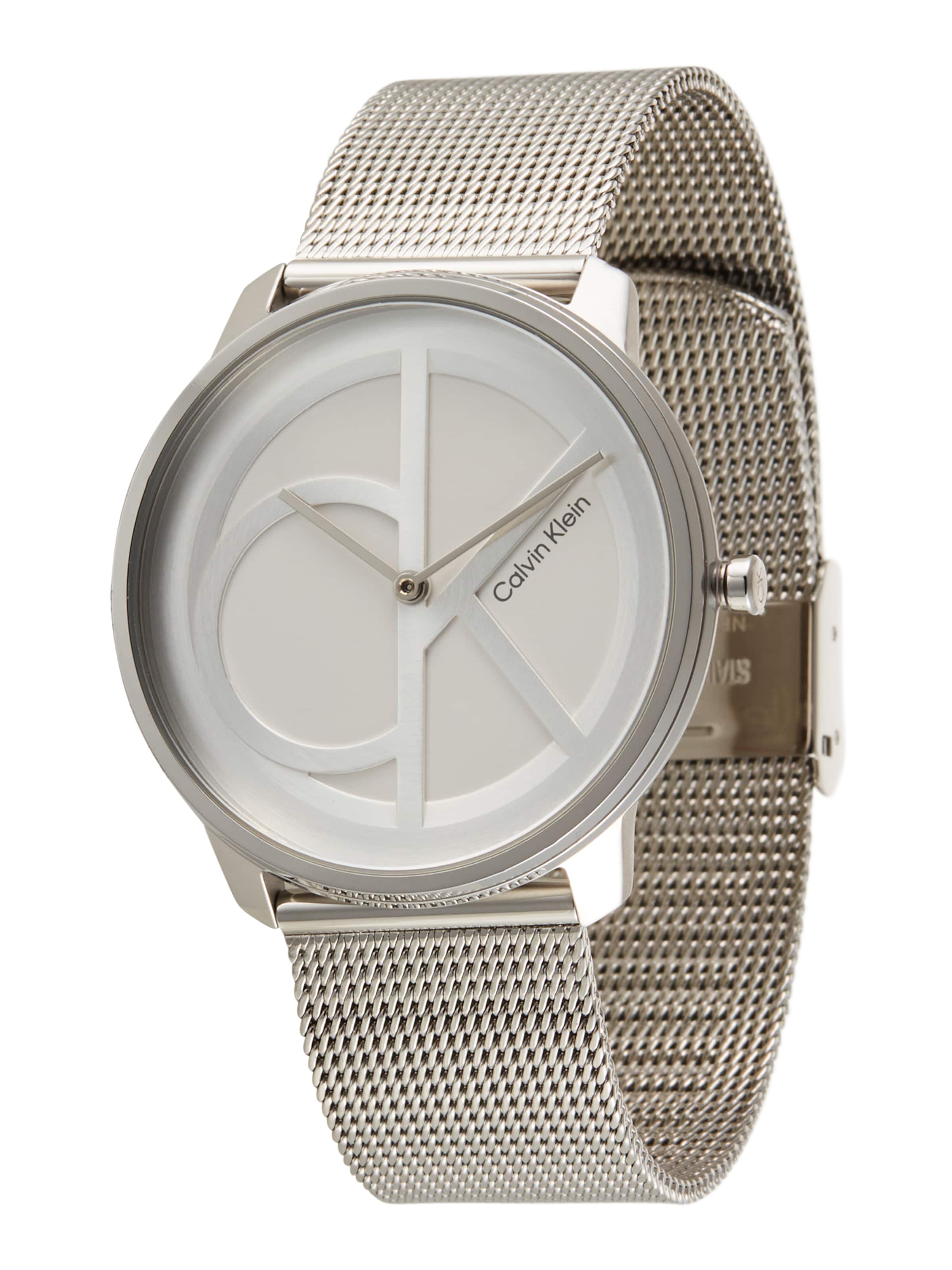 sudrabs Calvin Klein Analogais pulkstenis: no priekšpuses