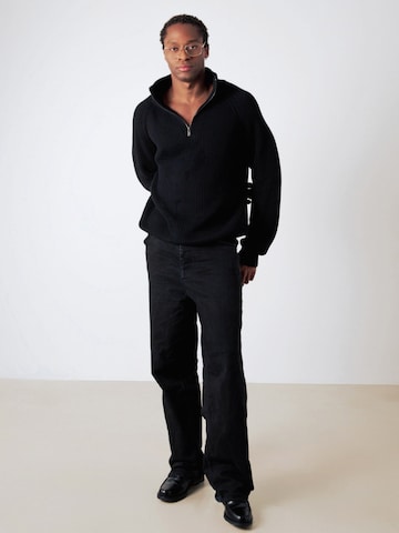 Pull-over 'Half-Zip Knit' Honest Basics en noir