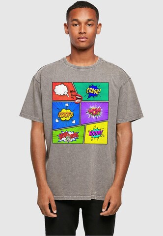 Merchcode T-Shirt 'Book Comic' in Grau: Vorderseite