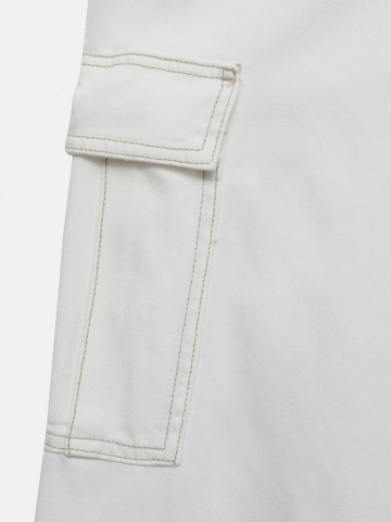 Pull&Bear Wide leg Cargo Pants in White