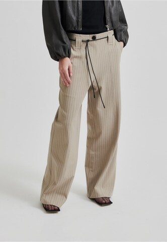 SECOND FEMALE Wide leg Pants 'Rayures' in Beige: front