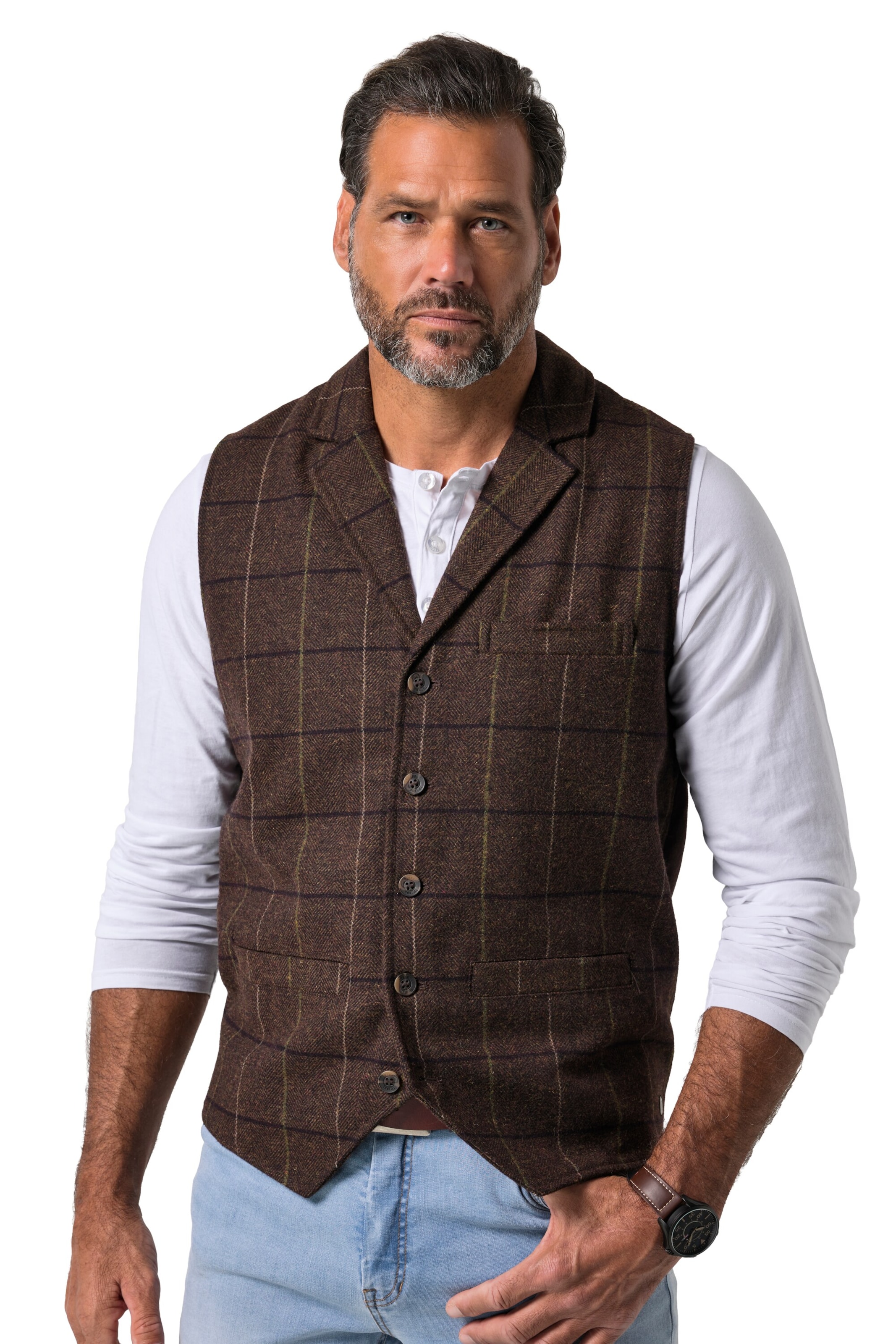 JP1880 Vest in Brown: front