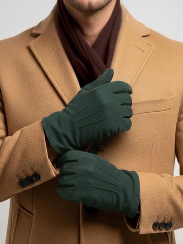 Suitable Full Finger Gloves in Green: front