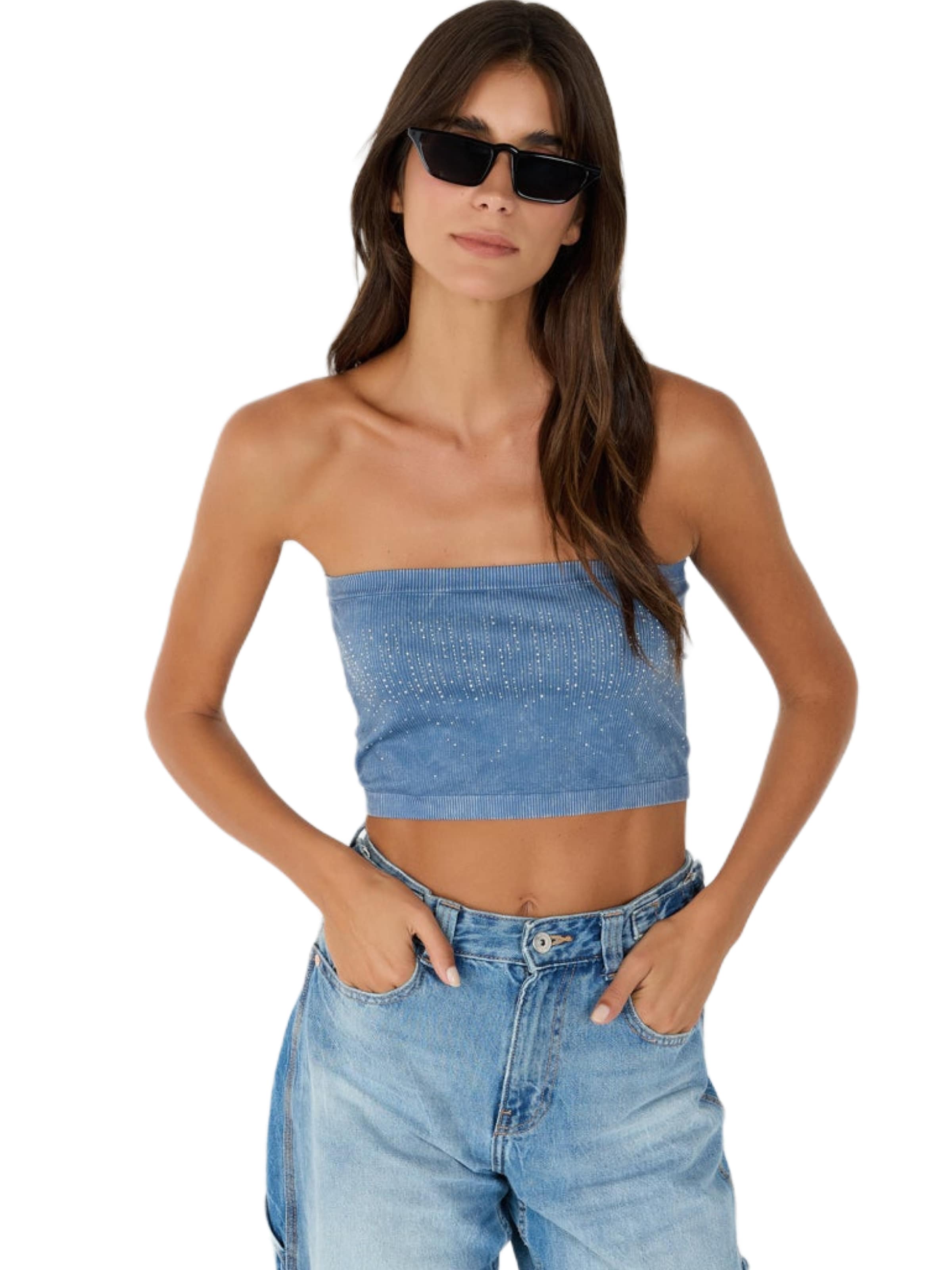 No Matter What Top in Blau: Vorderseite