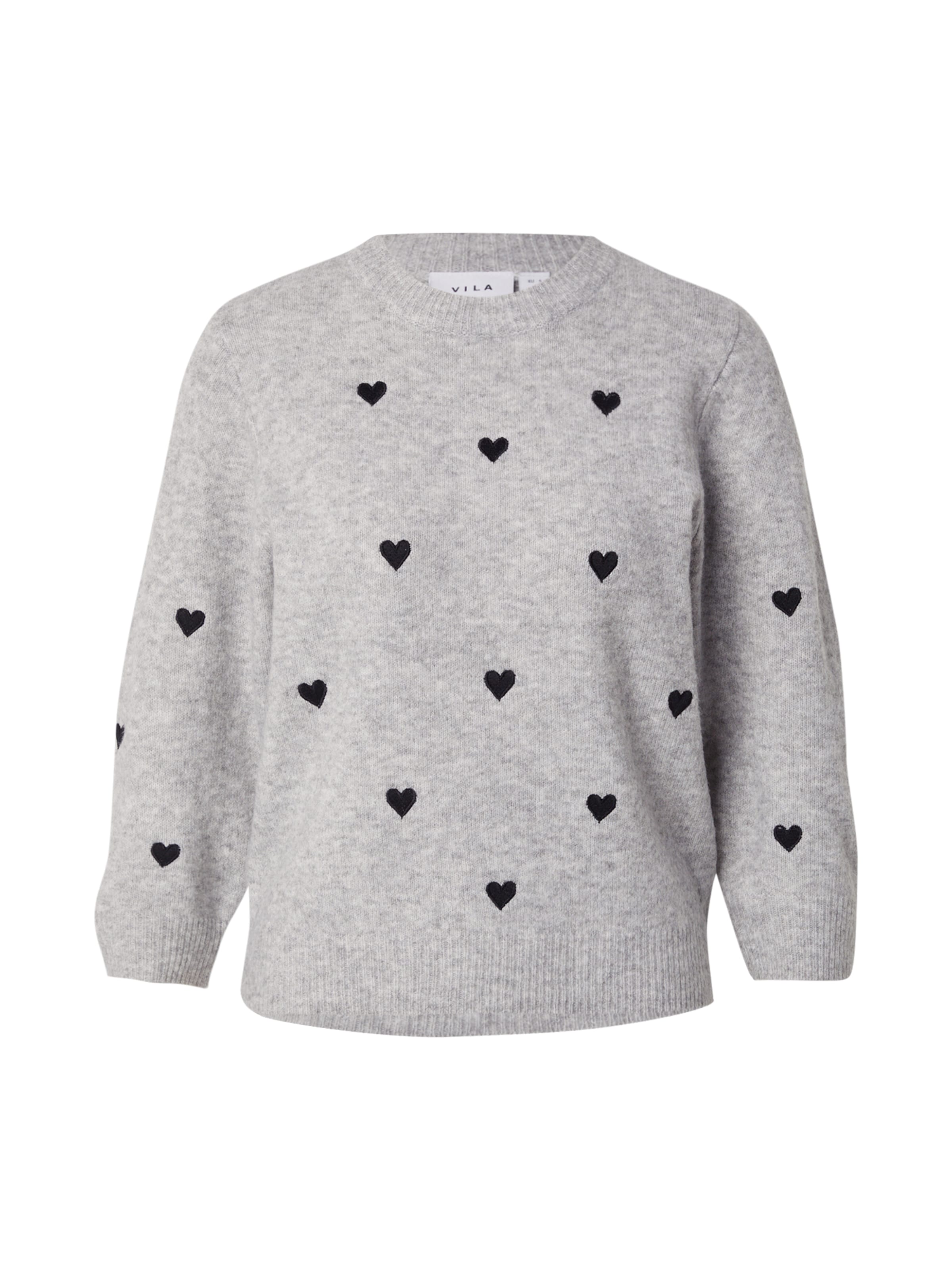 VILA Sweter 'VIHEART' w kolorze szary: przód