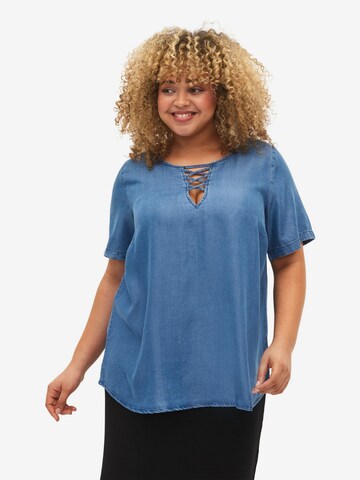 Zizzi Blouse 'Mille' in Blauw: voorkant