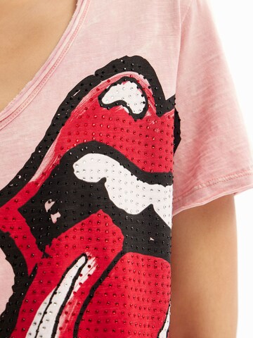 T-shirt 'Rhinestone The Rolling Stones' Desigual en rose