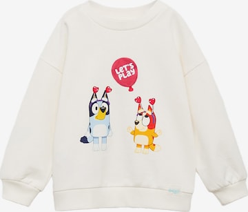 MANGO KIDS Collegepaita 'BLUPLAY' värissä valkoinen: etupuoli