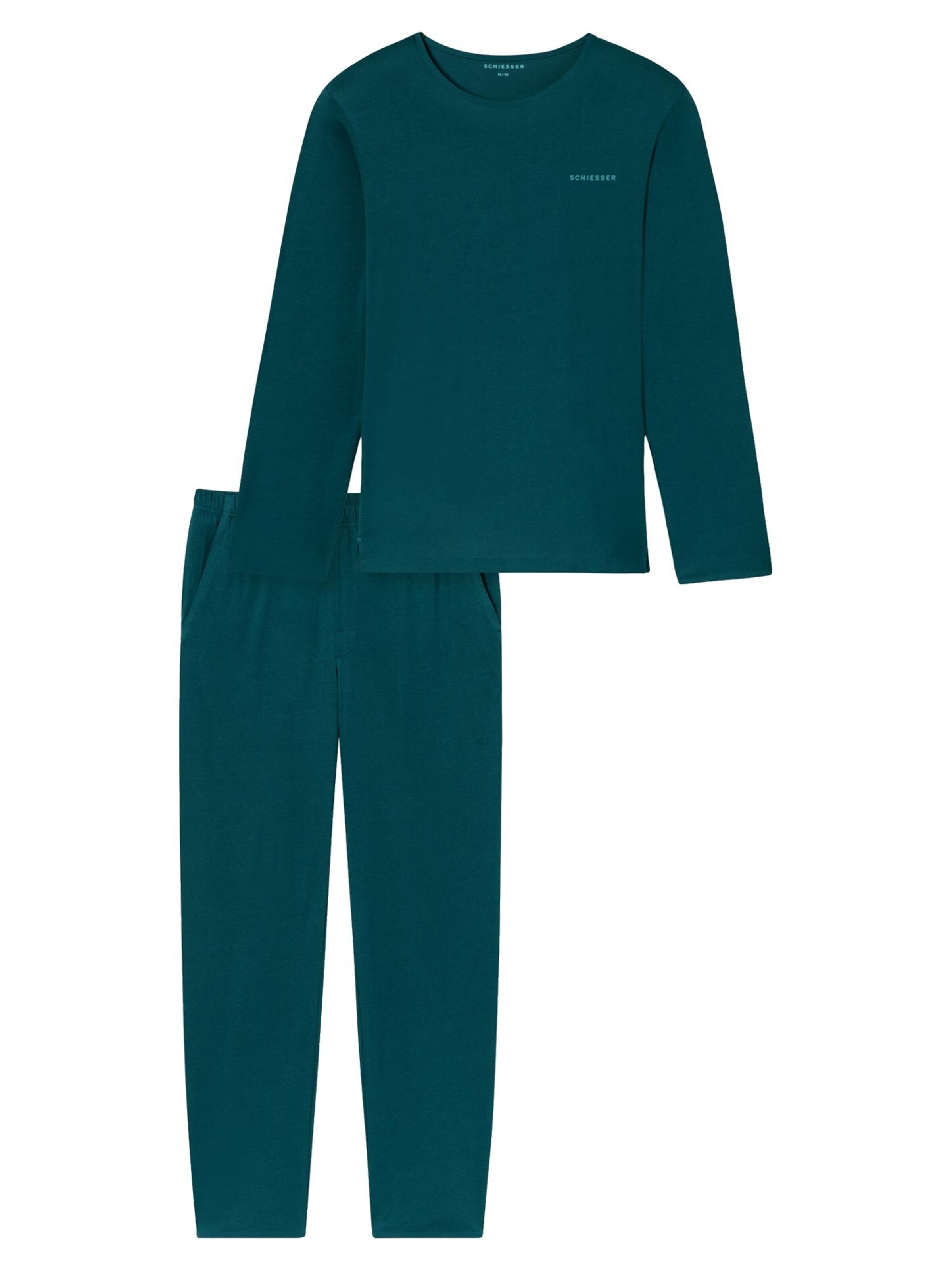 SCHIESSER Pyjama lang 'Modern Bonded'‌‌‌‌‌‌‌‌ in M/Regular in dunkelgrün, Produktansicht