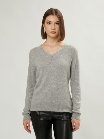 Influencer Pullover in Grau: predná strana