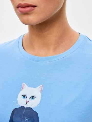 T-shirt 'Sport cat with dumbbells' Cat e Lolette en bleu