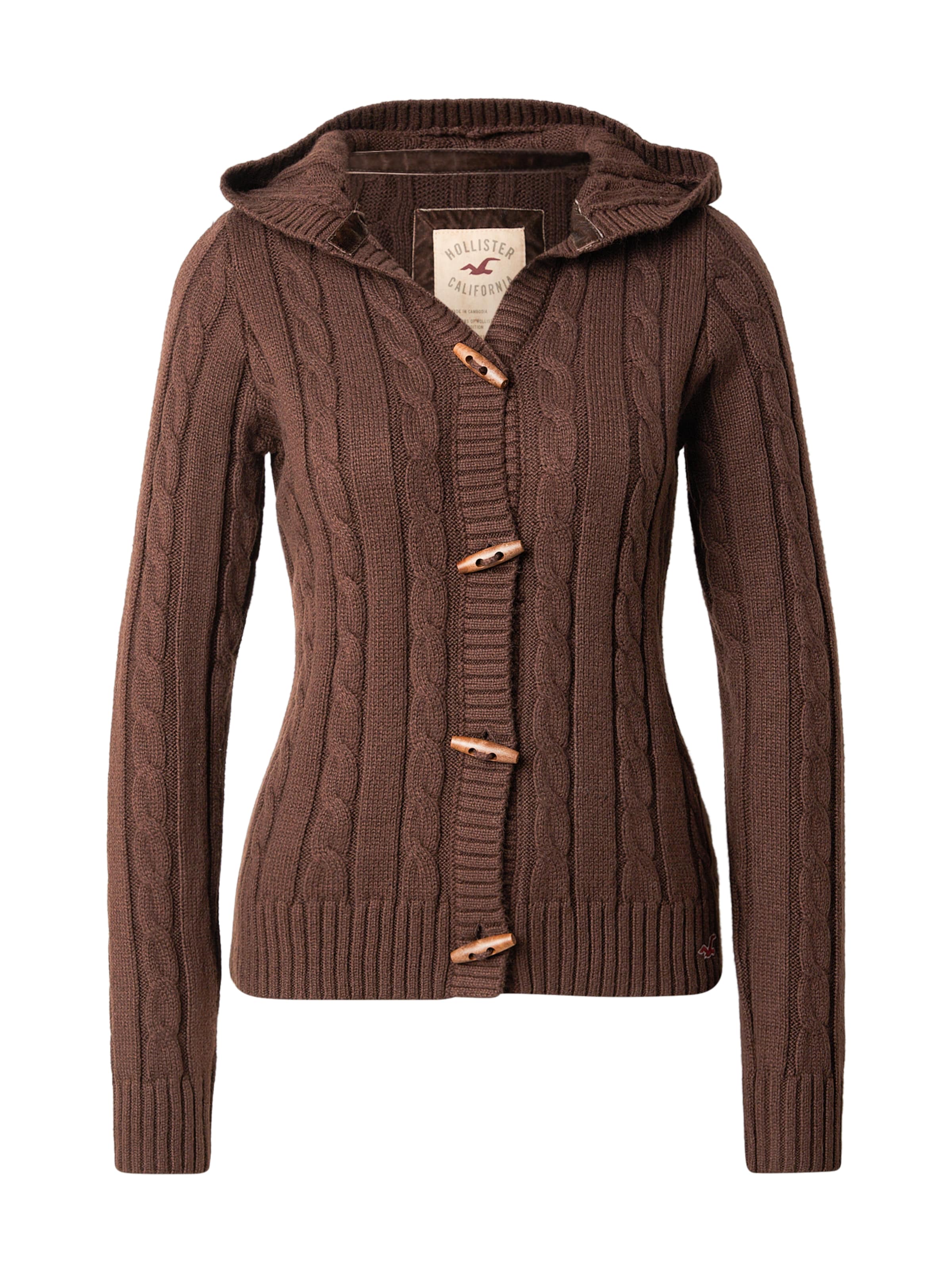 Geacă tricotată HOLLISTER pe maro închis, Vizualizare produs