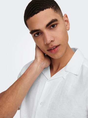 Only & Sons Slim fit Button Up Shirt 'Caiden' in White