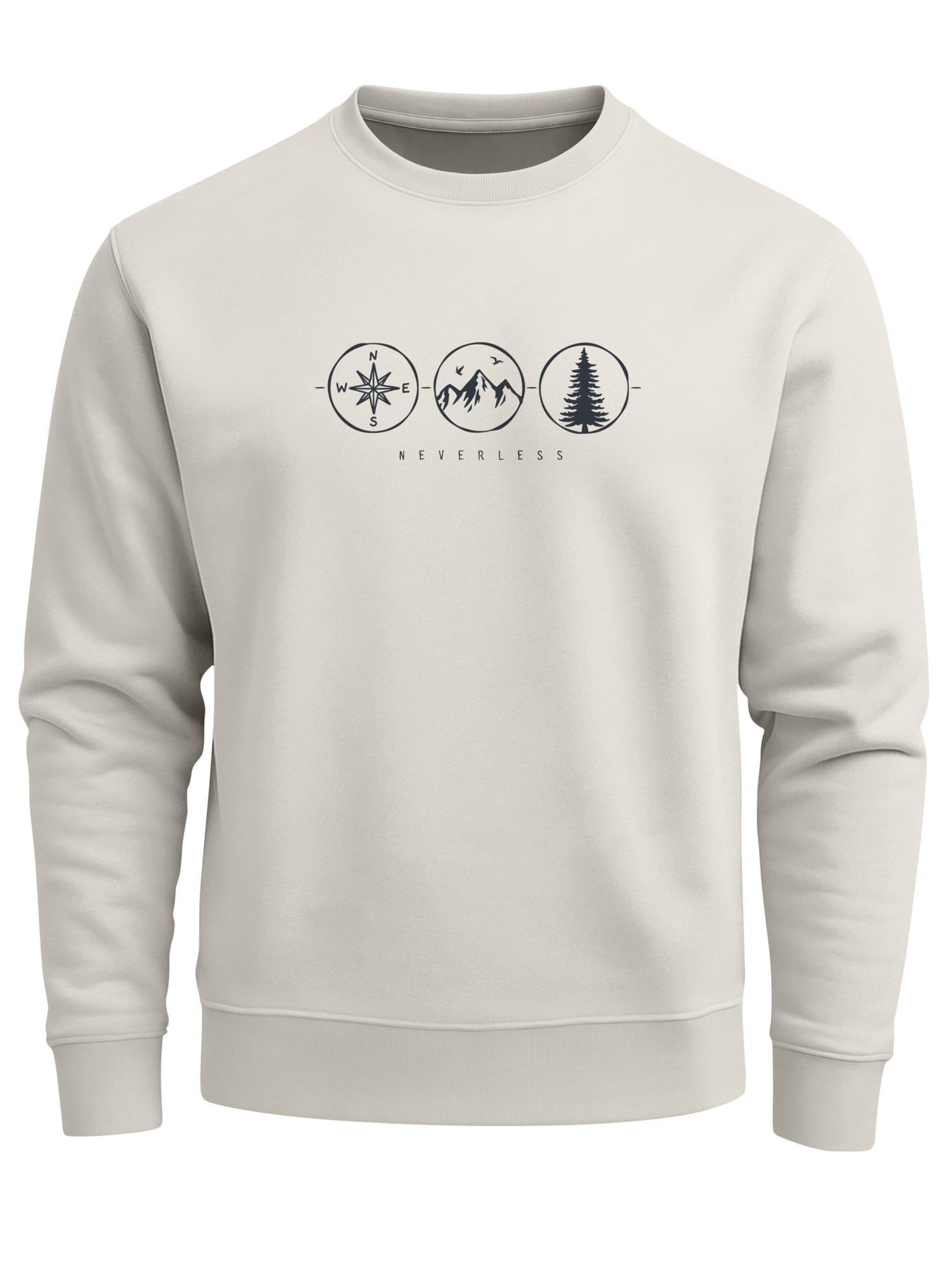 Neverless Sweatshirt 'Outdoor Kompass' in Beige: front