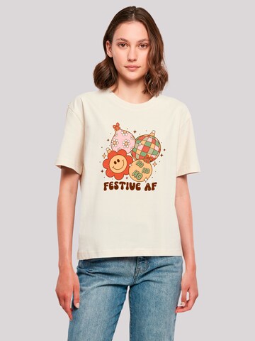 F4NT4STIC Shirt '  'Festive AF Christmas Tree Balls' in Beige: voorkant